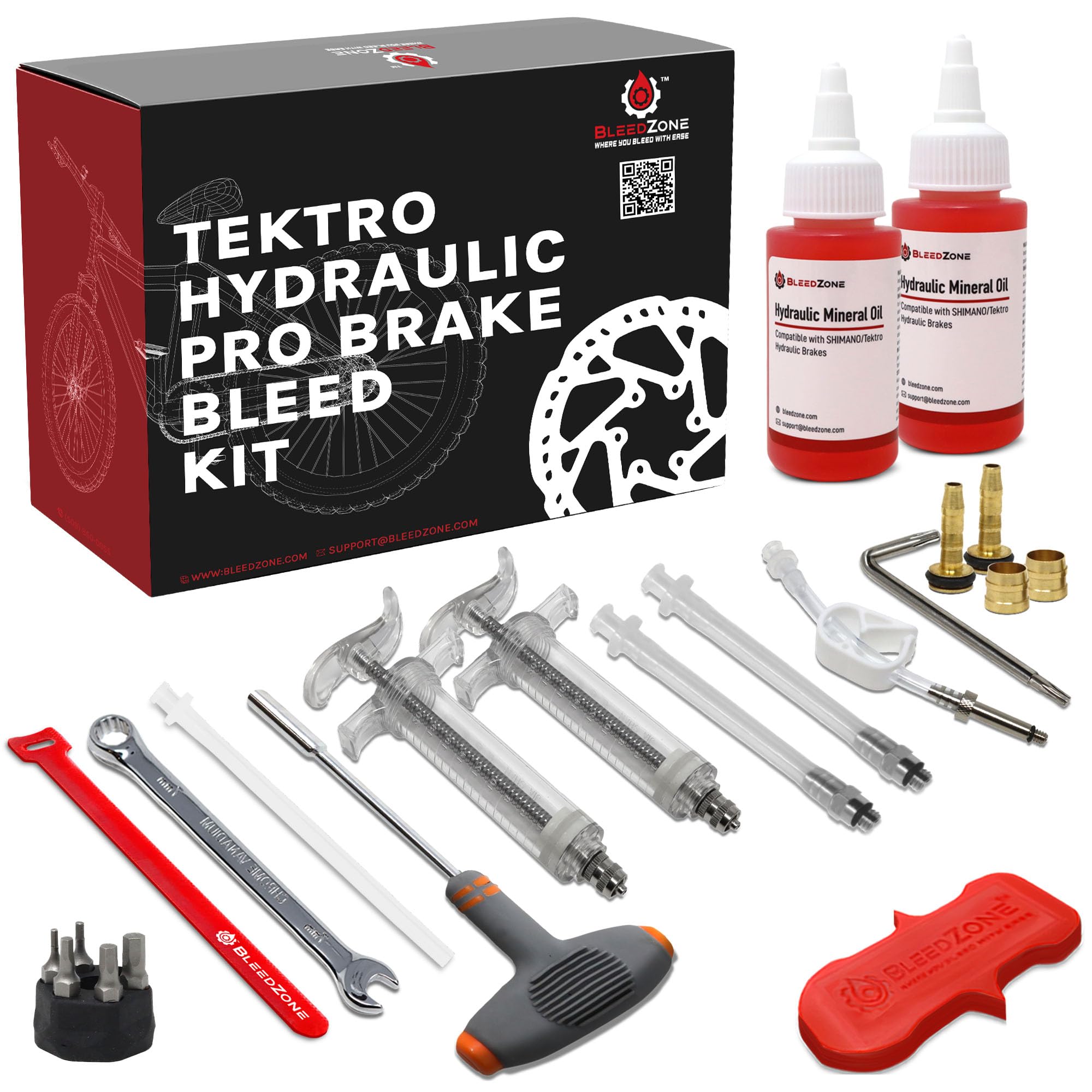 BleedZonePro Bleed Kit for Tektro Hydraulic Brakes and TRP Hydraulic Brakes with 120ml Mineral Oil - Bicycle Brake Bleed Kit for Hydraulic Brakes with Syringes - Ideal for TRP and Tektro Brakes