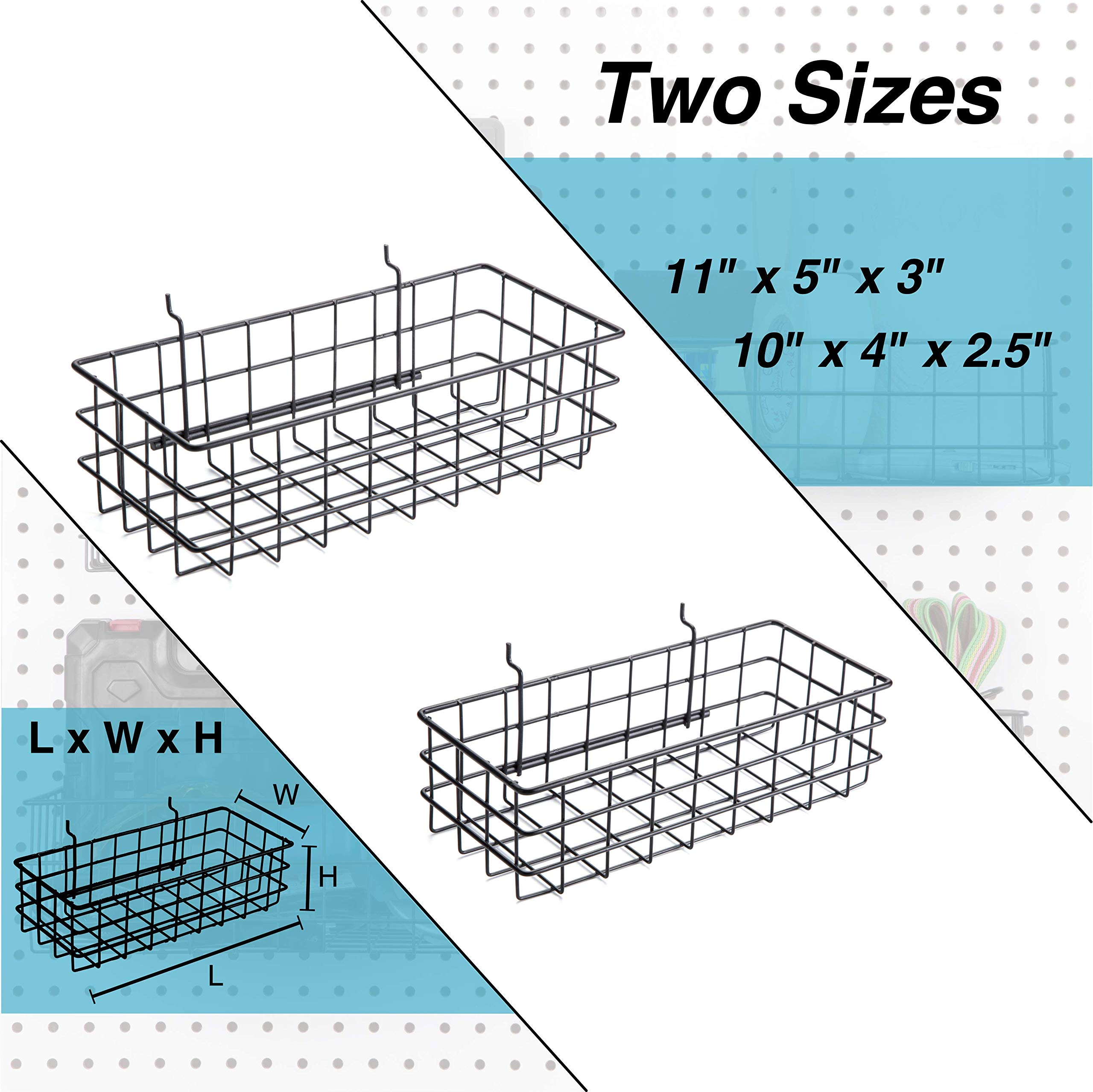 G.CORE 2 Pack Pegboard Baskets, Black Metal Shelves Hooks - View #9