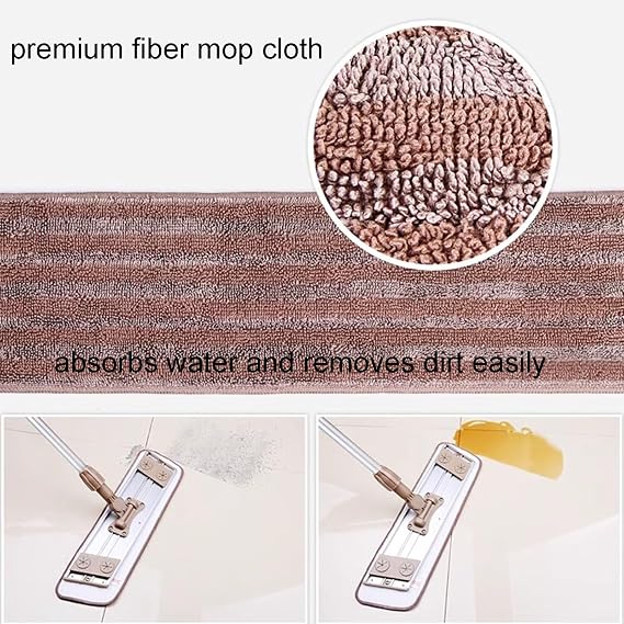 Flat Mop, Multi-Function Mop, White, Aluminum Handle, Microfiber Head, Floor Surface