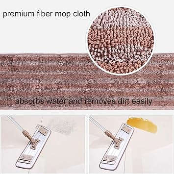 Flat Mop, Multi-Function Mop, White, Aluminum Handle, Microfiber Head, Floor Surface