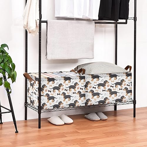 Miniatura 8 de Duchshund Dog Cute Bones Decorative Foldable Baskets Decorative Storage Bins with Handles Closet Cloth Gift for Closet Cloth Gift cajas