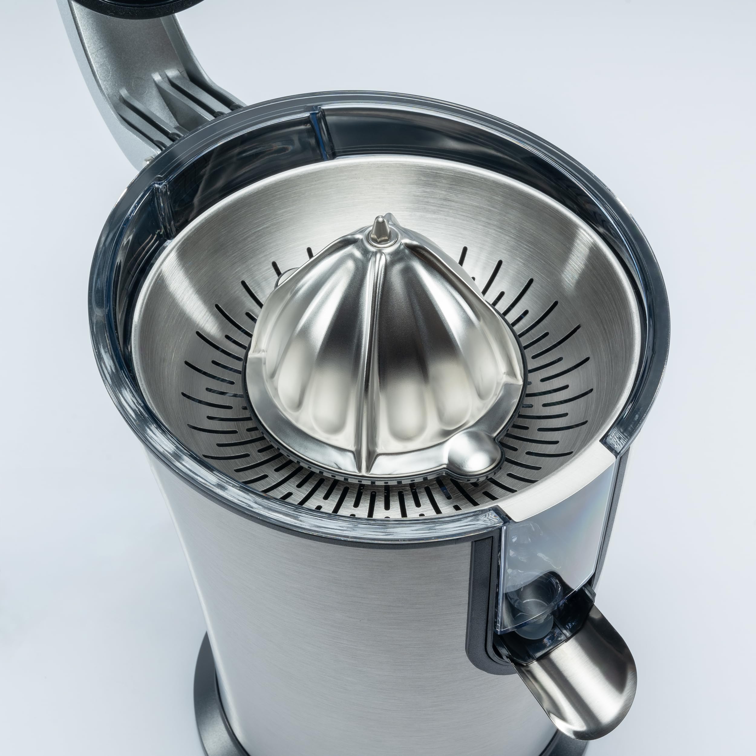 RGV Arancia Express - Spremiagrumi Elettrico – Spremiagrumi Elettrico a Leva 160W, Cono e Filtro in Acciaio Inox, Beccuccio Antigoccia Regolabile, Microswitch di Sicurezza