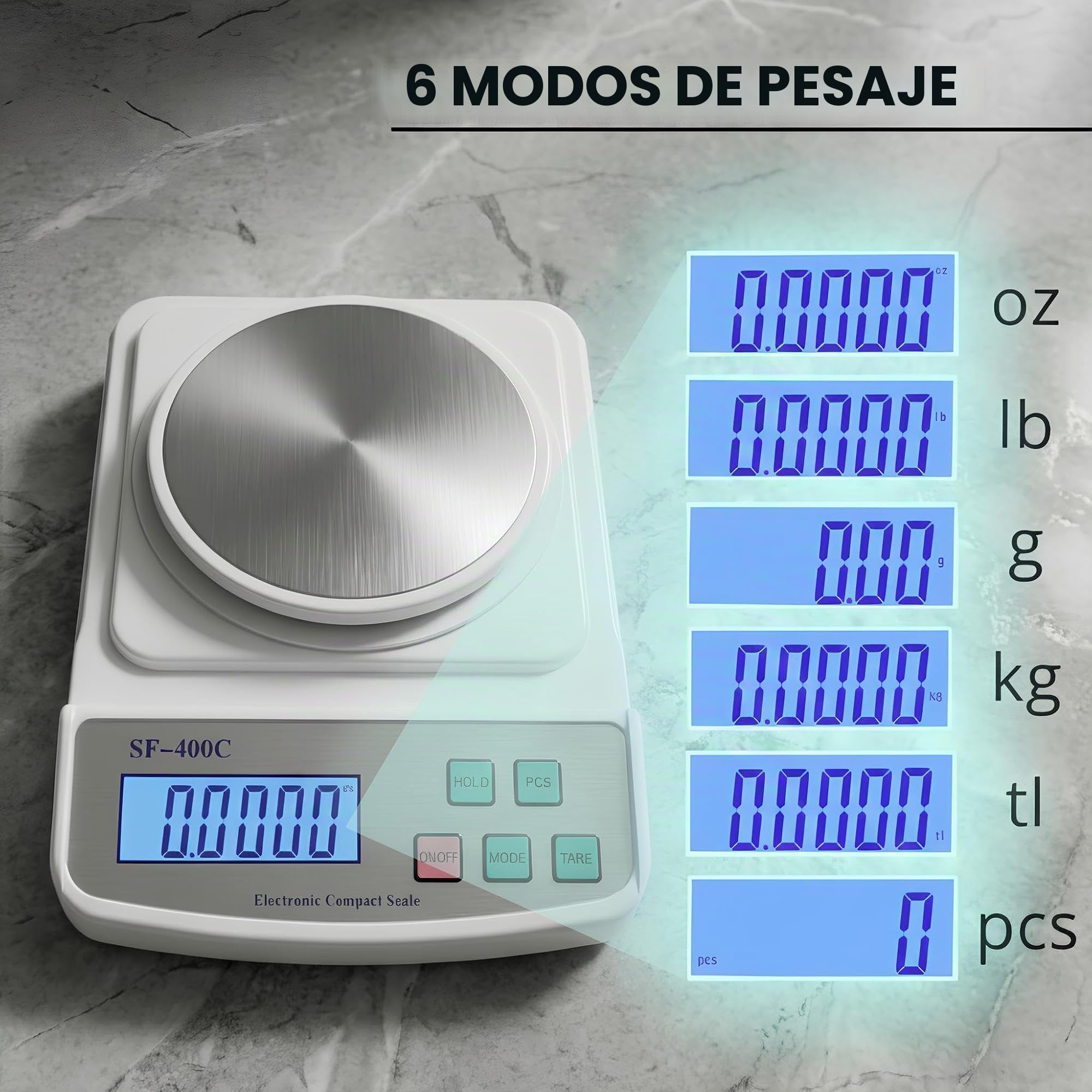 Balanza Científica de Laboratorio 600g/0,01g, Báscula Técnica de Precisión