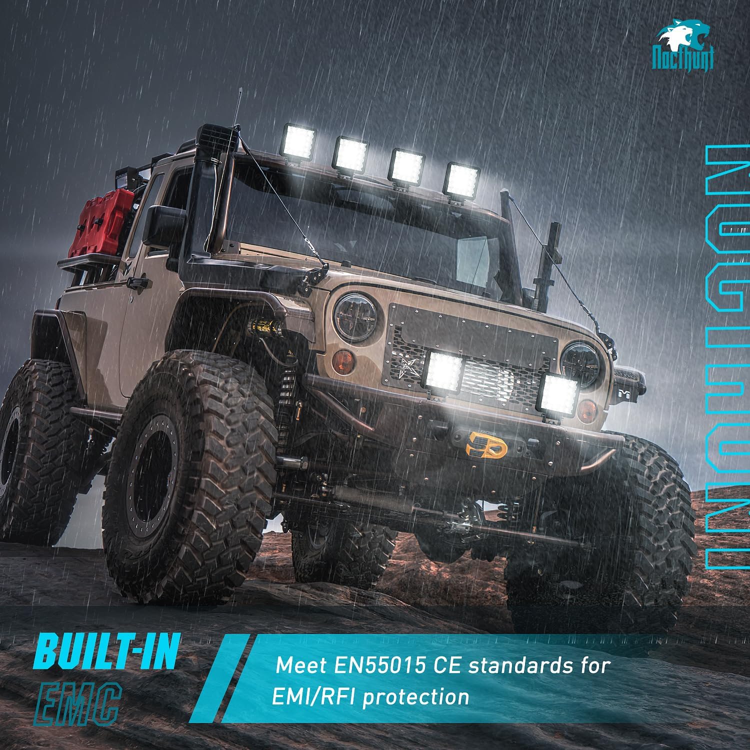 Nilight LED Light Pods 2 PCS 5 Inch 25LED Flood Beam Super Slim Square Driving Offroad Side Ditch Lights Built-in EMC for Tractor Truck Motorbike Boat ATV