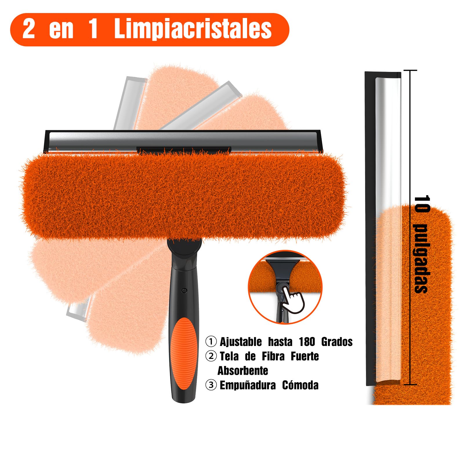 LAANPOLE Limpiacristales con Pértiga Extensible de 6m, Limpiavidrios 2-en-1 para Limpieza de Ventanas, Kit de Limpieza Profesional para el Hogar para Uso en Interior y Exterior
