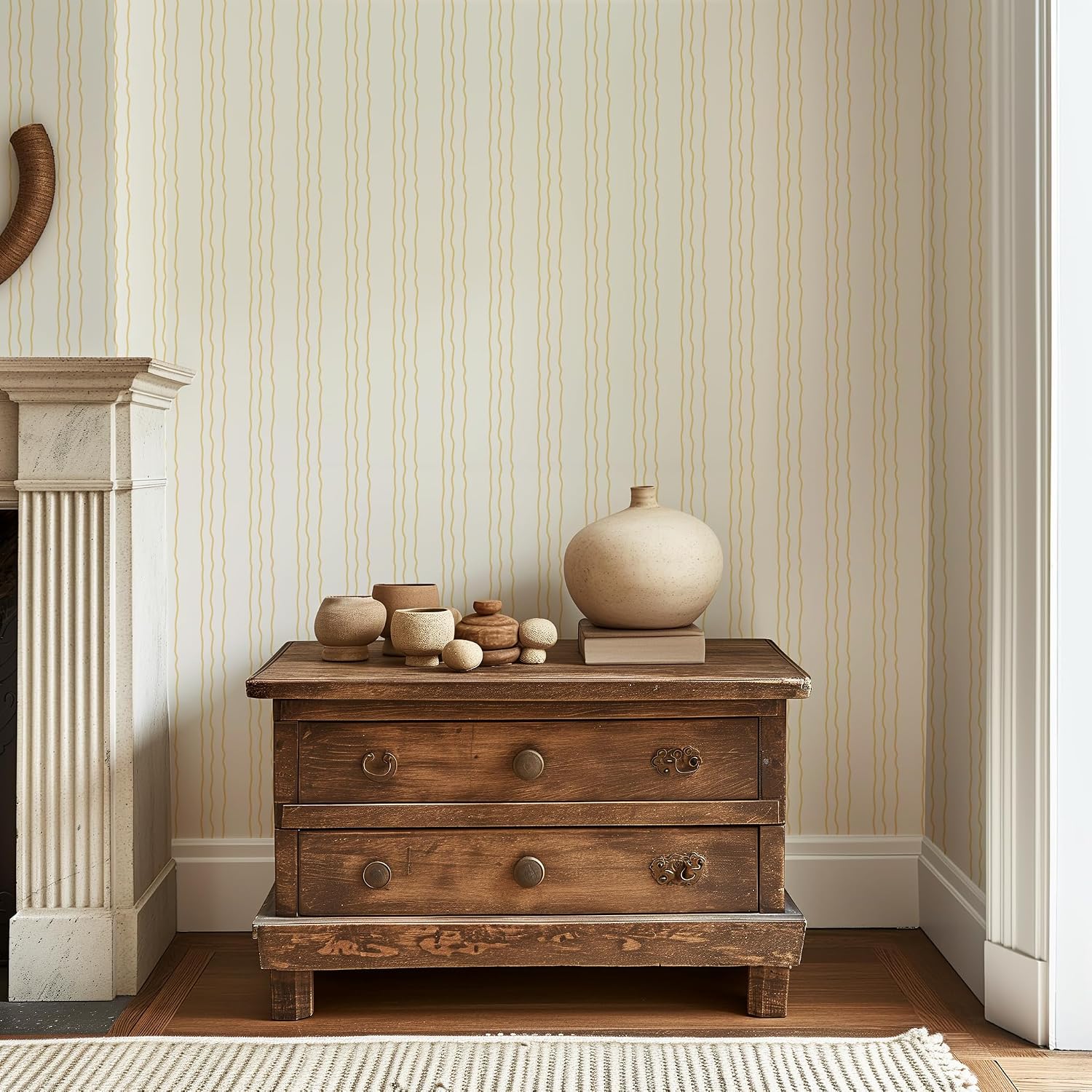 Edelweiss Stripes - Yellow (Size:24 x 36 Inches; Material:Matte (Traditional Wallpaper);)