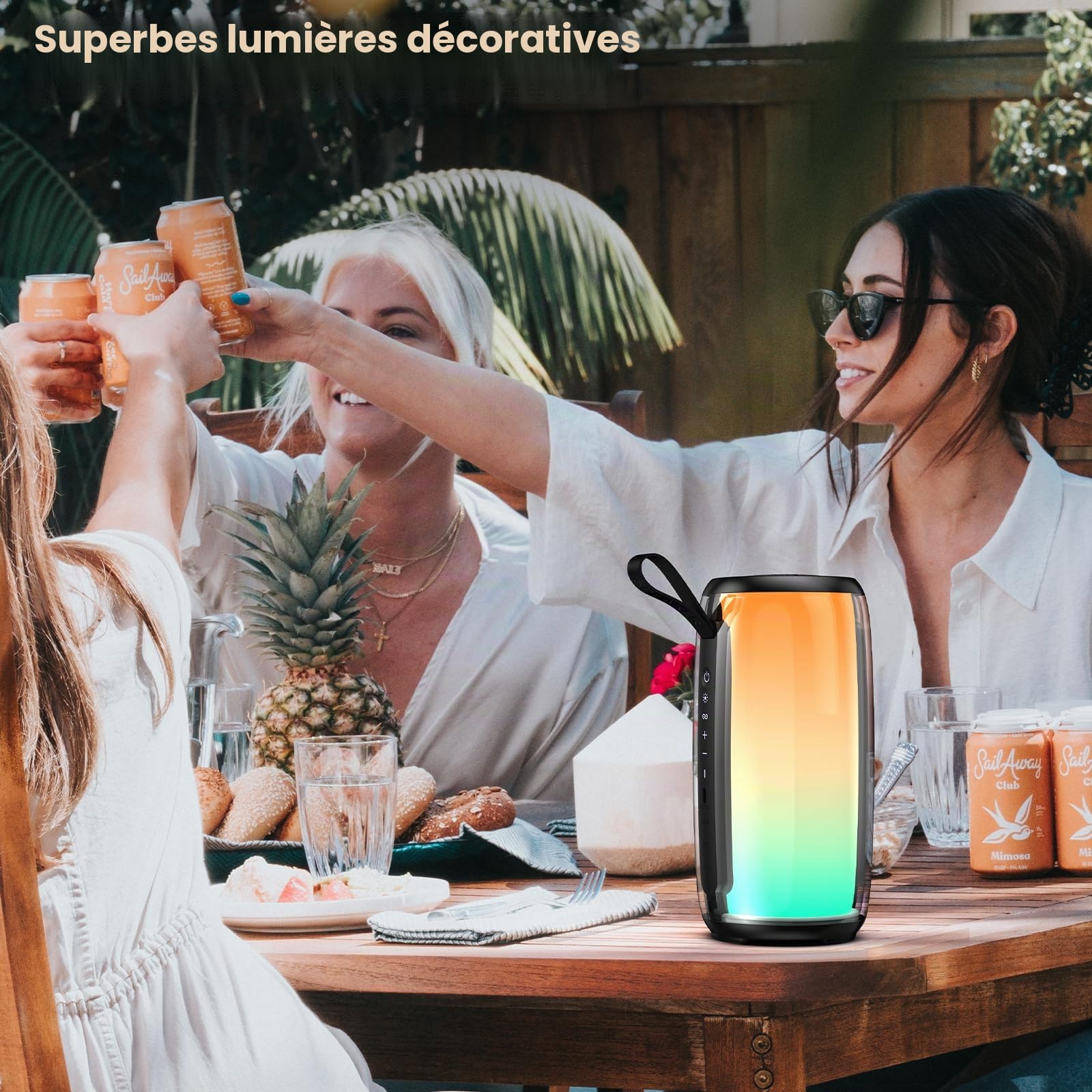 Tisco Enceinte Bluetooth Portable, Enceinte sans Fil avec Bass Puissantes, 20H Autonomie, Lumière RGB, USB, AUX, TF Carte, Haut Parleur Bluetooth pour Fêtes/Voyage/Extérieur