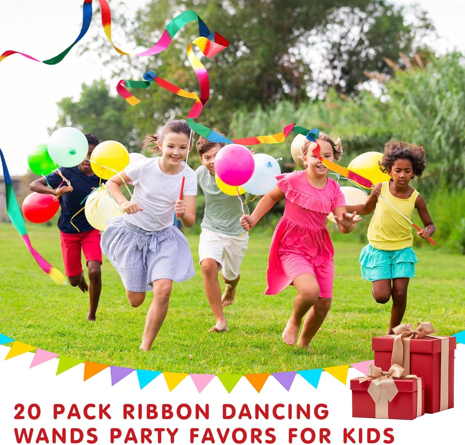 soi-meme 20 Pack Ribbon Dancing Wands Party Favors for Kids, Rainbow Birthday Decorations, Princess Party Supplies, Girls Party Games, Gymnastics Goody Bag Stuffers
