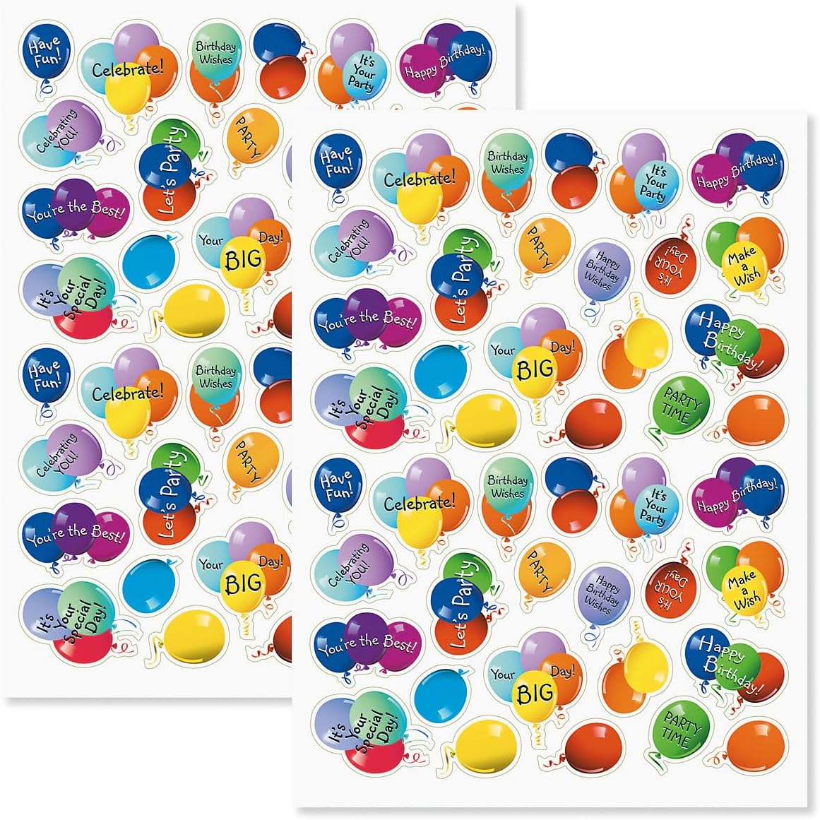 Current Balloon Birthday Sticker Variety Pack - 2 Sheets, 88 Assorted Stickers for Kids, Teachers, School, Scrapbooking, Journals, Monthly Planners, Calendars, Holiday Crafts & Greeting Cards