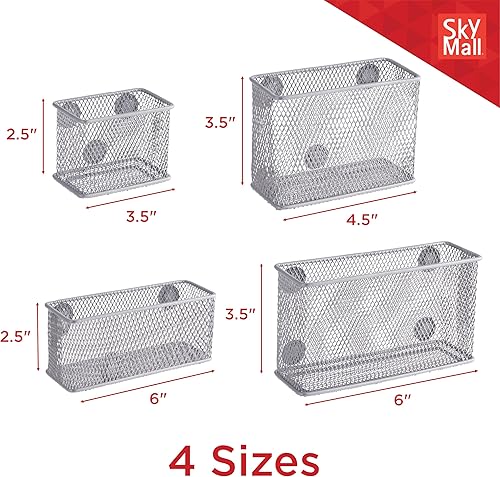 Miniatura 2 de Jumbl - 4 cestas magnéticas de alambre | Bandeja de escritorio de malla/organizador de archivos para suministros de oficina y soporte de cartas,