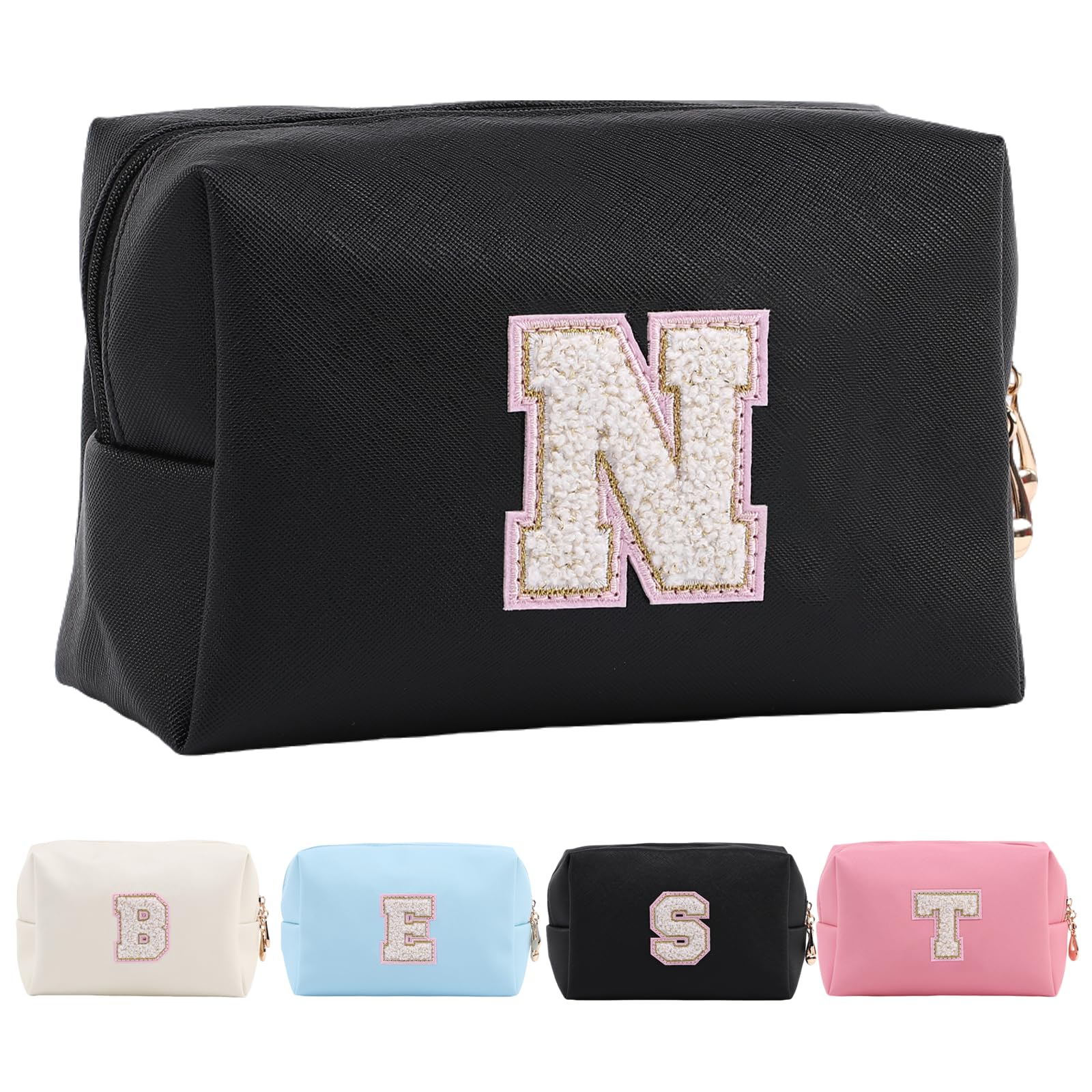 Personalized Makeup Bag,Waterproof Travel Makeup Pouch Cosmetic Bag Birthday Gift for Women Mom，Bride Bridesmaid Cosmetic Bag A-Z — view 68