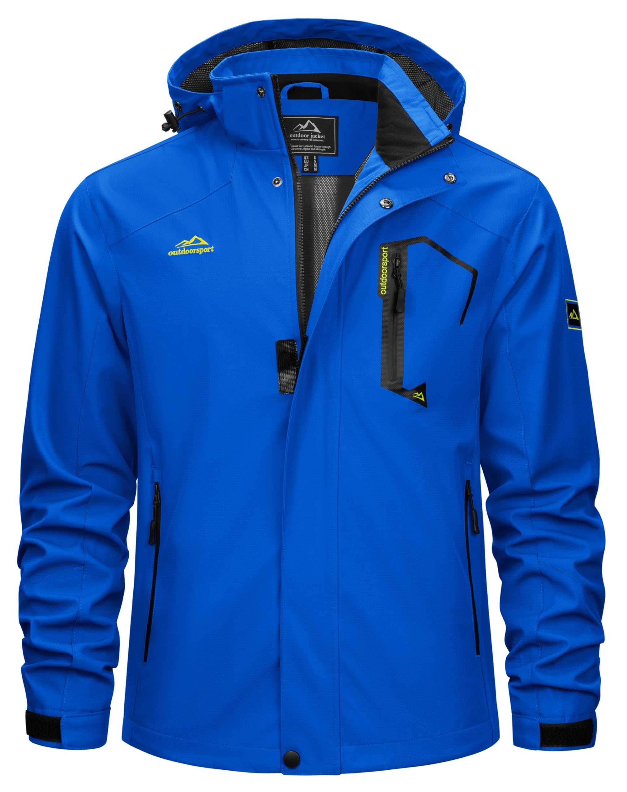 TACVASEN Men's Rain Jacket Lightweight Windbreaker with Hooded Water Resistant Outdoor Raincoat for Hiking Travel Camping