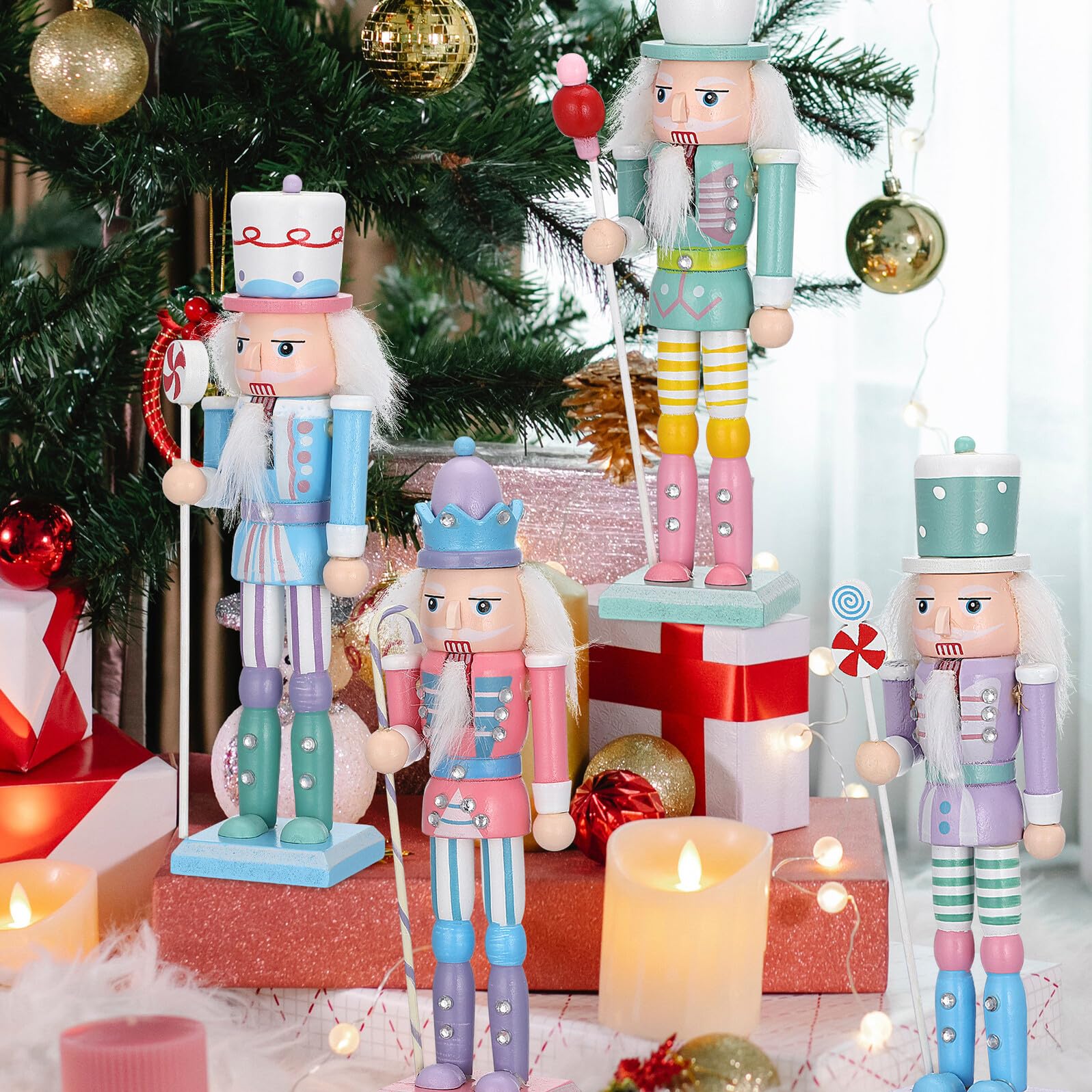 BESPORTBLE 4stücke Teiliges Holz Nussknacker Figuren Weihnachten Dekoration Schreibtisch Zuhause Büro Ornament