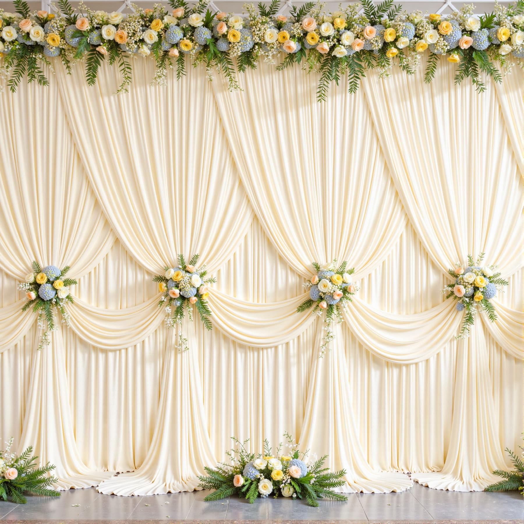 50ft x 10ft Wrinkle Free Champagne Wedding Backdrop Curtains for Party Bridal Shower Reception Decorations Champagne Fabric Curtain Backdrops Drapes