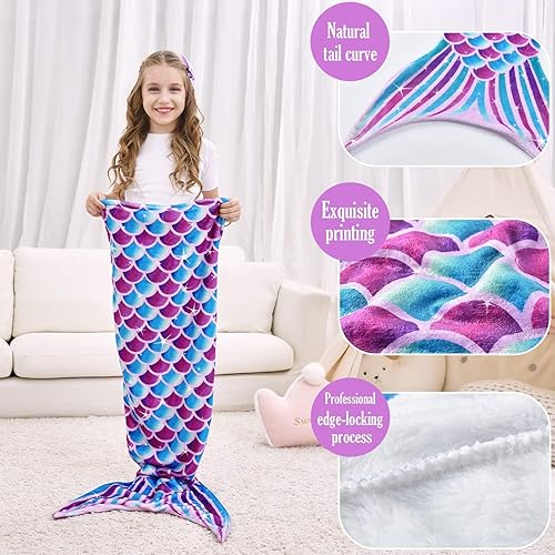 Miniatura 2 de Manta de cola de sirena manta de felpa de sirena para niñas