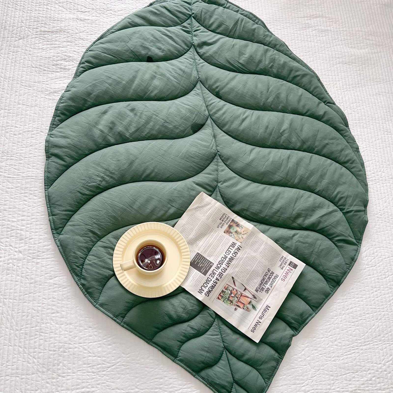 Yolispa Tapis de jeu en coton en forme de feuille pour chambre d'enfant