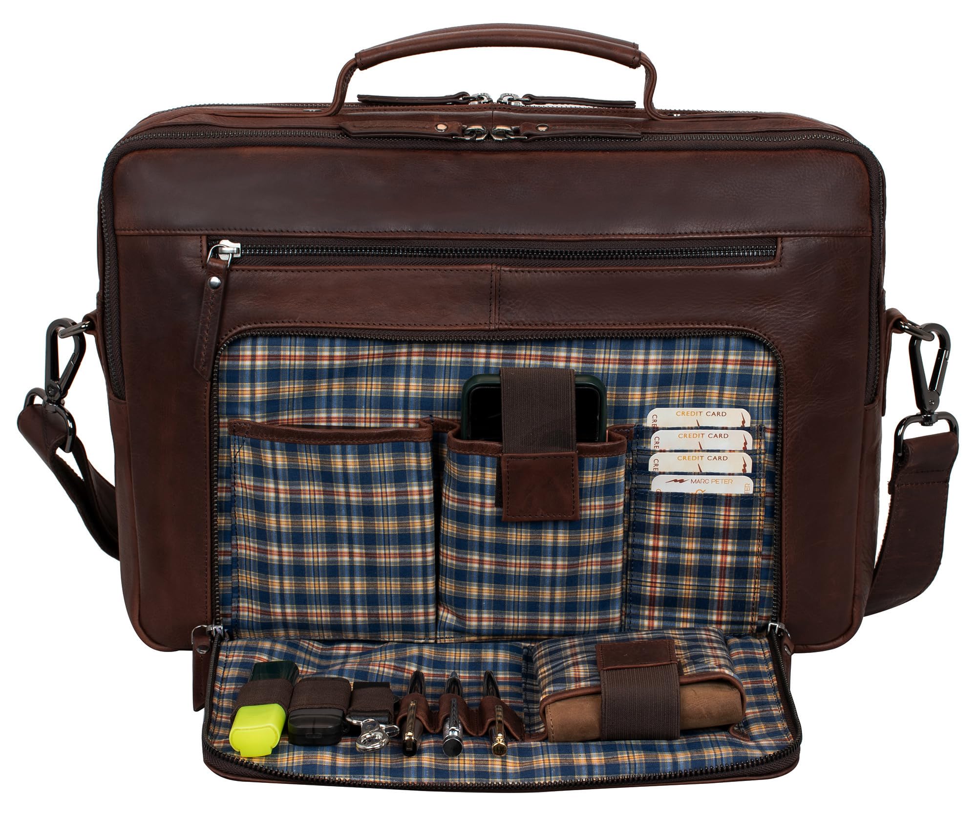 Marc Peter® Laptoptasche Auckland 15,6 Zoll Leder I Umhängetasche für Laptop I Aktentasche für Notebook I Tasche für Damen und Herren