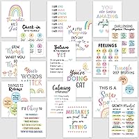 Vista 1 de Decorably 18 pósteres de concienciación sobre la salud mental para niños, 8 x 10 pulgadas, laminados mate, inspiradores de salud mental