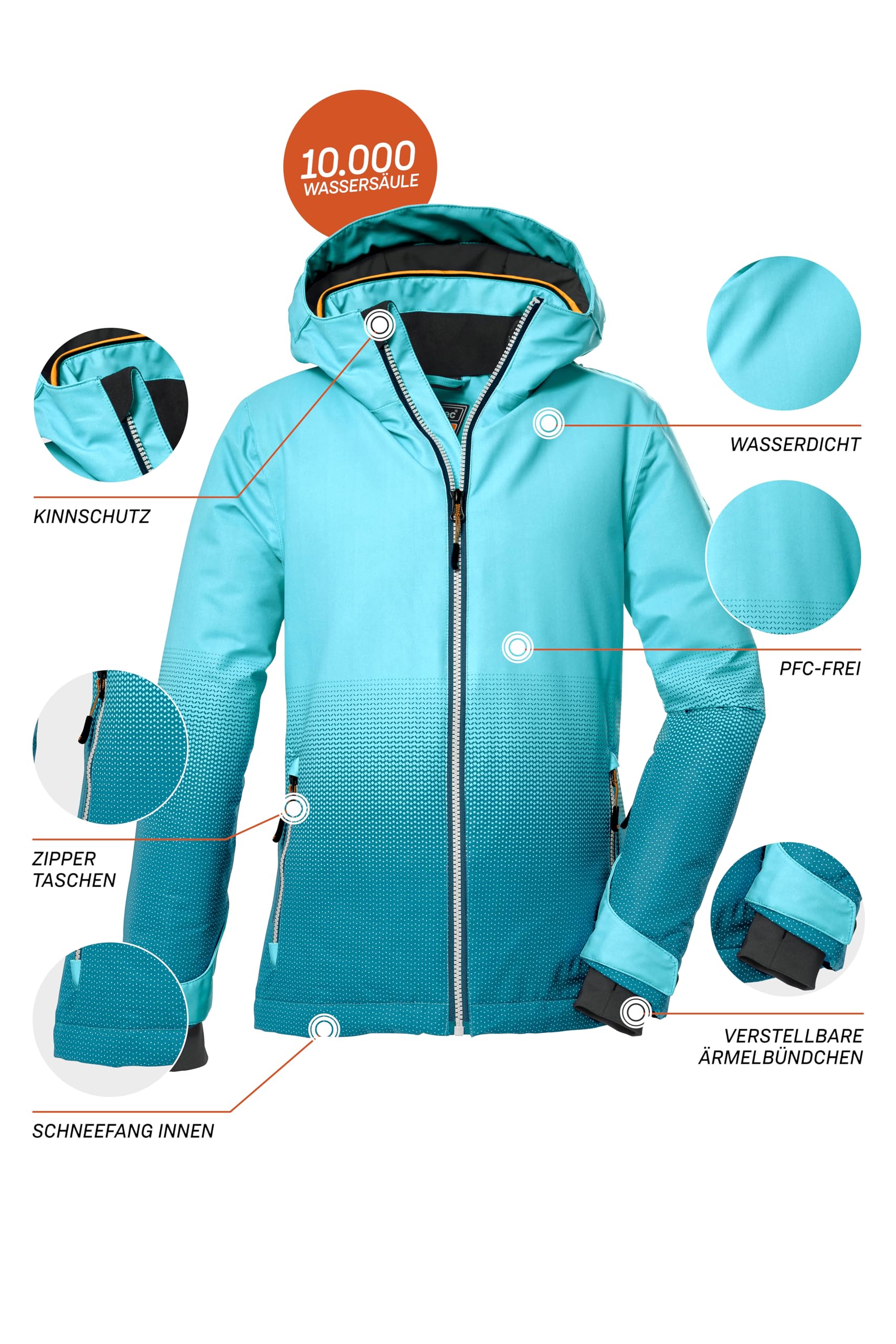 Killtec Mädchen Ksw 183 Grls Ski Jckt Skijacke wasserdicht/Funktionsjacke mit Kapuze und Schneefang