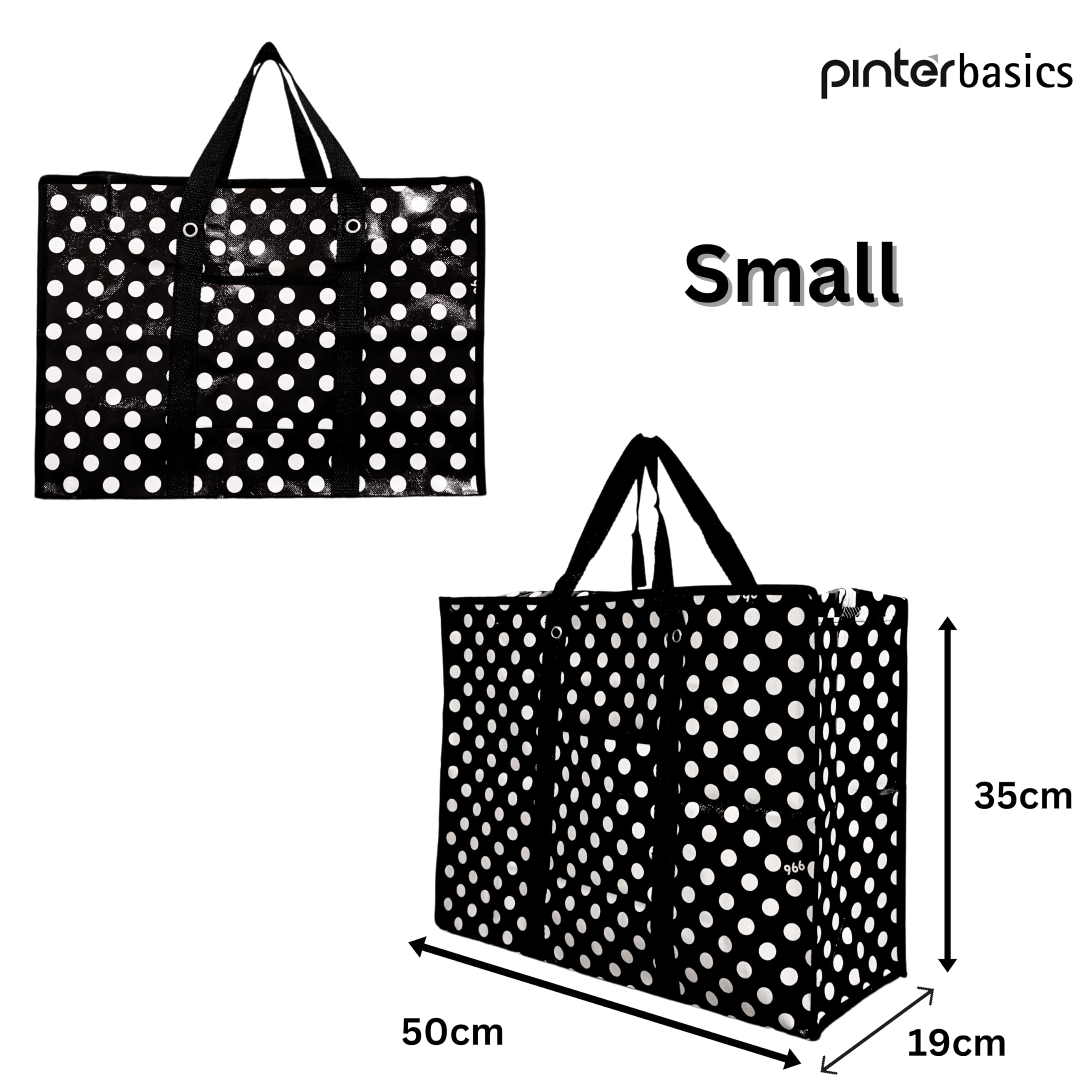 5er Pack Wäschesack Reißverschluss Einkaufstasche Aufbewahrungstasche Extra Große Einkaufstasche Polka Dot Taschen | Langlebig, Sehr Stabil Robust | Größen S-XXL | Strapazierfähig, Faltbar,