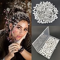 Vista 3 de Cuentas de rastas, 120 piezas de joyería de corona plateada para el cabello para mujer, accesorios de trenzas, puños ajustables para el cabello