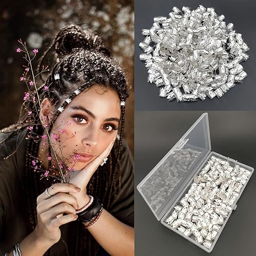 Miniatura 3 de Cuentas de rastas, 120 piezas de joyería de corona plateada para el cabello para mujer, accesorios de trenzas, puños ajustables para el cabello,