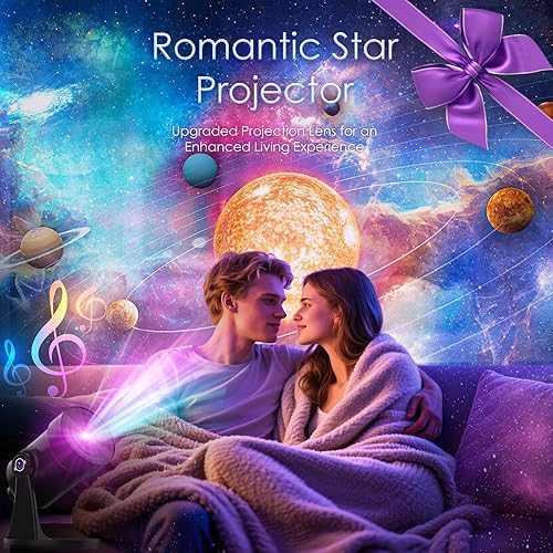 Miniatura 7 de Ruido blanco Proyector de galaxia, 28 sonidos relajantes máquina de sonido con proyector de estrellas, proyector de planetario espacial del sistema