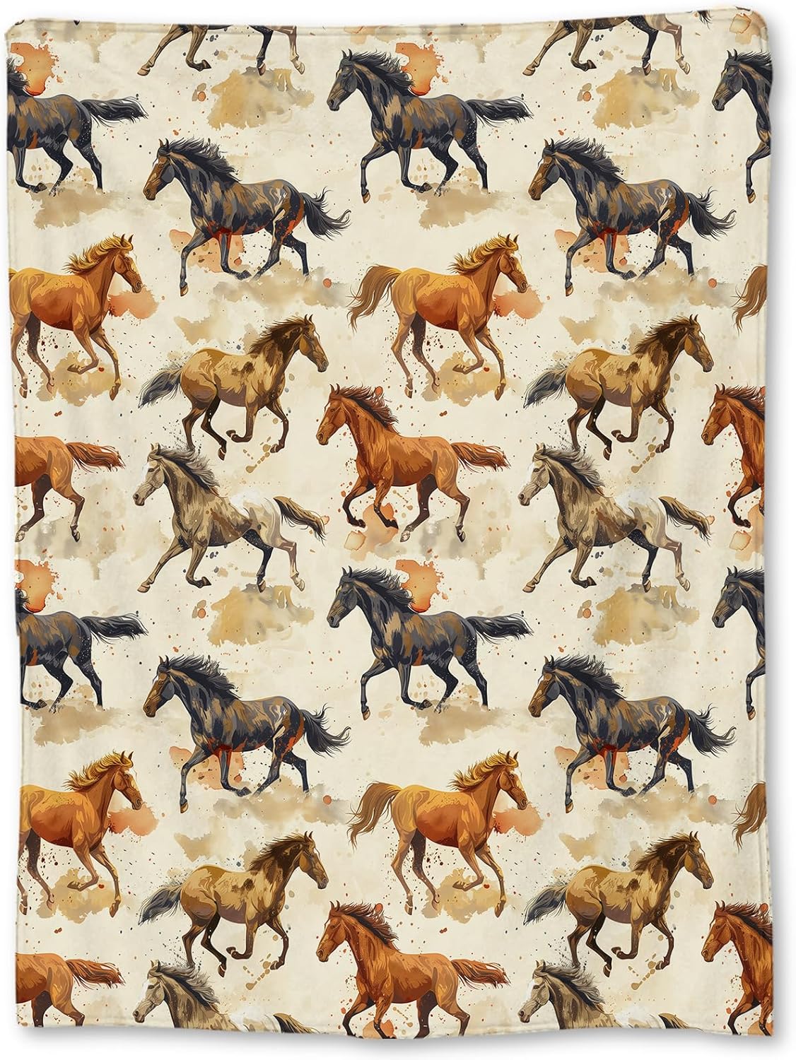 Ti Caldi Wild Horse Blanket - Soft Lightweight Cozy Animal Flannel Throw Blanket for Adults Kids, Majestic Running Horses, Warm Fuzzy Blankets for Couch, Bed, Travel, Outdoor Use, Home Decor 60×50 in