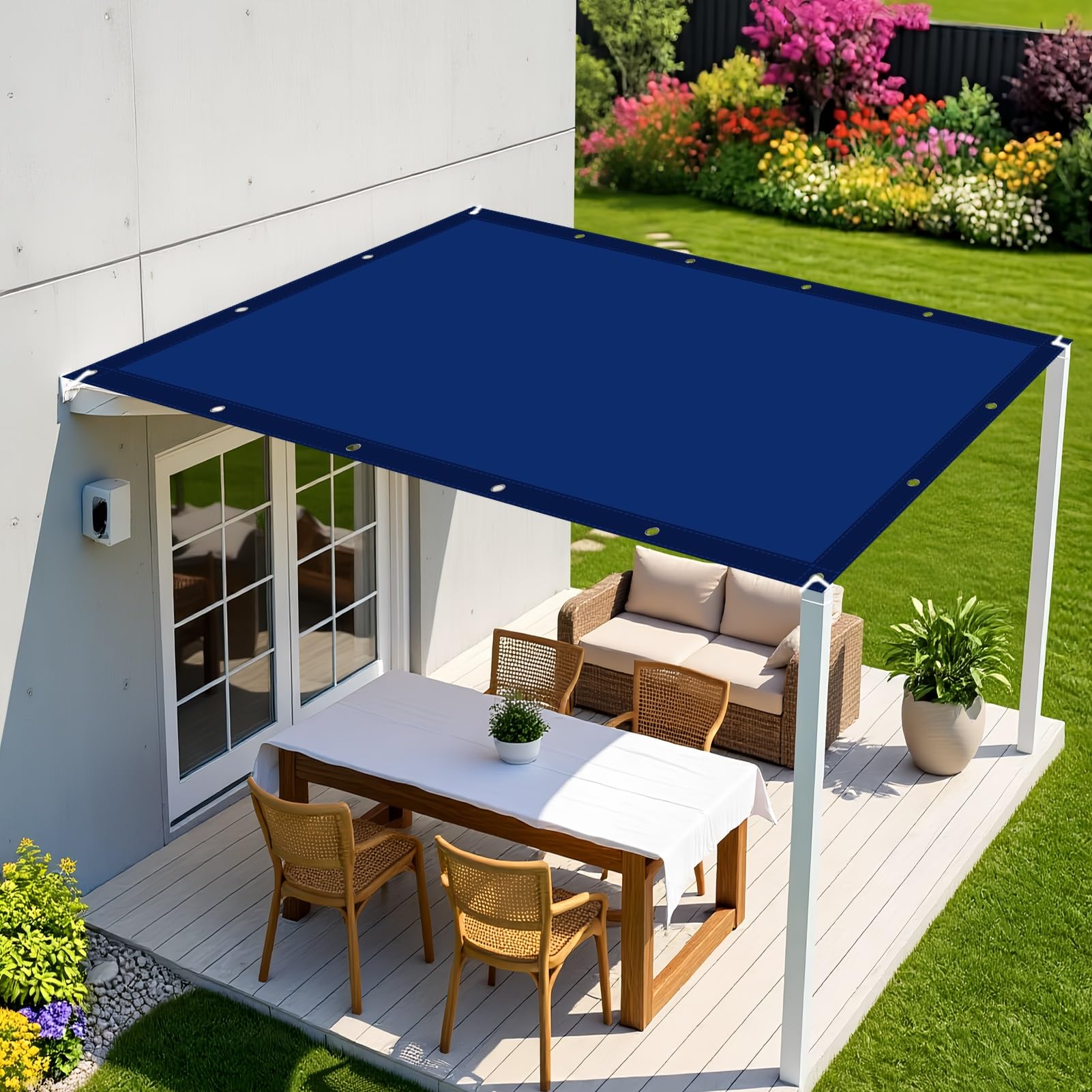 Toile ombrage bleu foncé 110x400 cm avec protection UV pour clôture