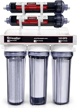 LiquaGen- 6 Stage Reverse Osmosis + Deionization RODI Water Filtration System- 100 GPD | Water Softener & Under Sink Water Filter Machine for Aquarium Water Purification