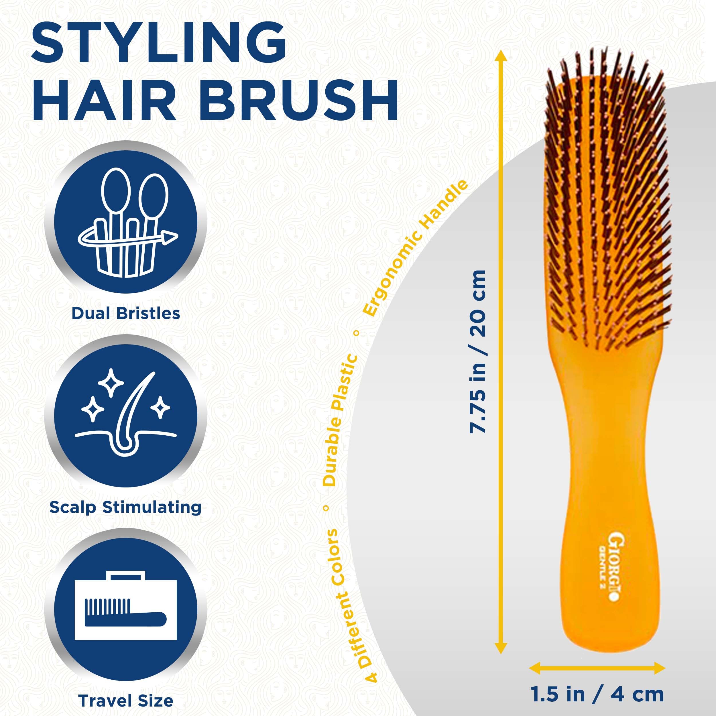 Giorgio Neon 1 - Cepillo para el pelo, color naranja, grande
