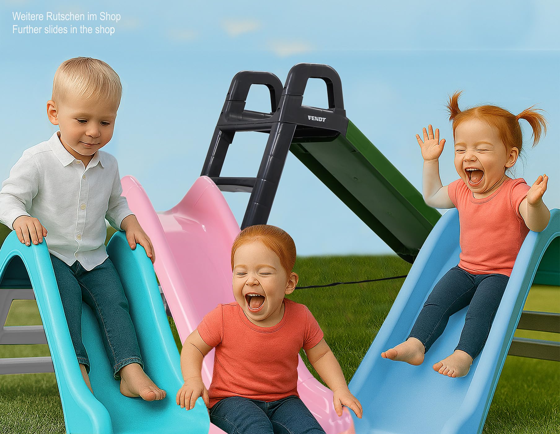 Jamara 460265 - Scivolo Happy Slide - Adatto per Interni ed Esterni, Rosso/Verde