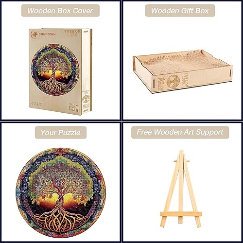 Miniatura 4 de CHEROSIN Rompecabezas de madera de 338 piezas para adultos, rompecabezas de madera de árbol avanzado de forma única para adultos, rompecabezas de