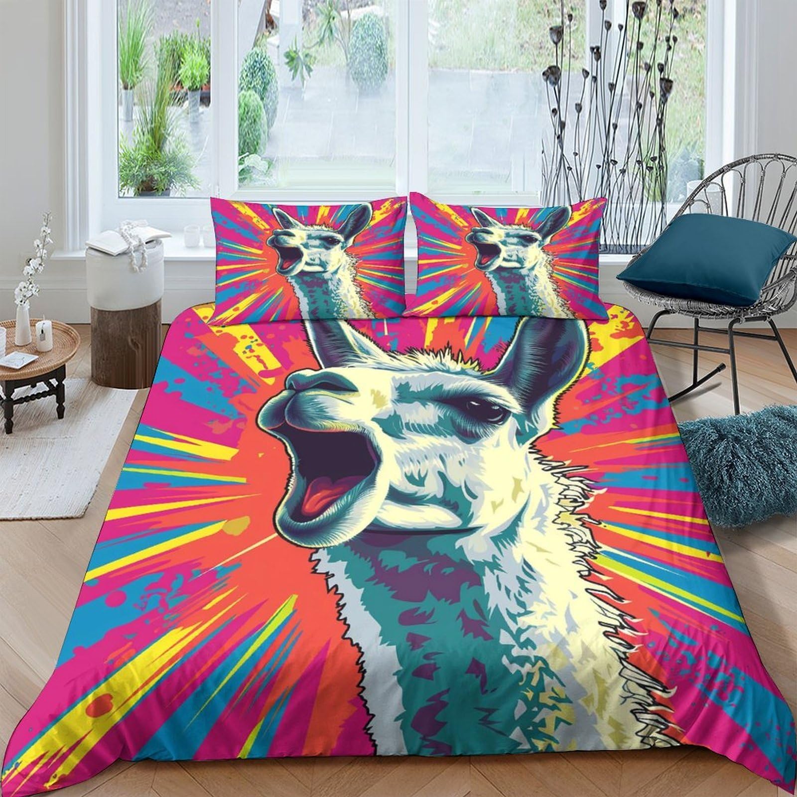 Ctjqhvkz Style-6 3D Printed Pop Art Llama Fitted Sheet Microfiber Colourful Cartoon Bed Cover For Bedroom Decor Dorm Mattress Protection Single（135X200cm）