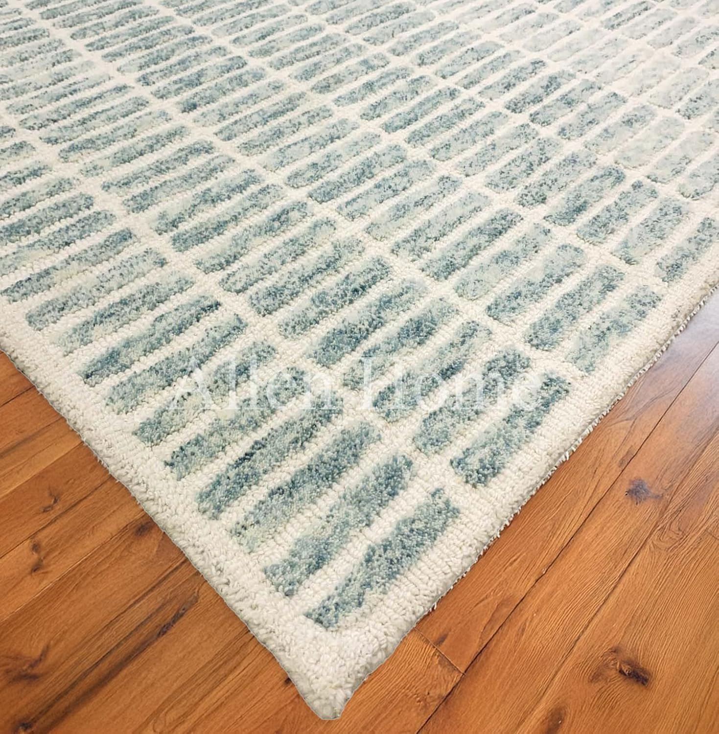 Hand Tufted Traditional Wool Area Rugs by Allen Home Capitola Rug - Durable - 100% Wool - Living Room, Dining Room, Bedroom, and Entryway Area Rugs - 8’ x 10’ - Capitola Indigo Green