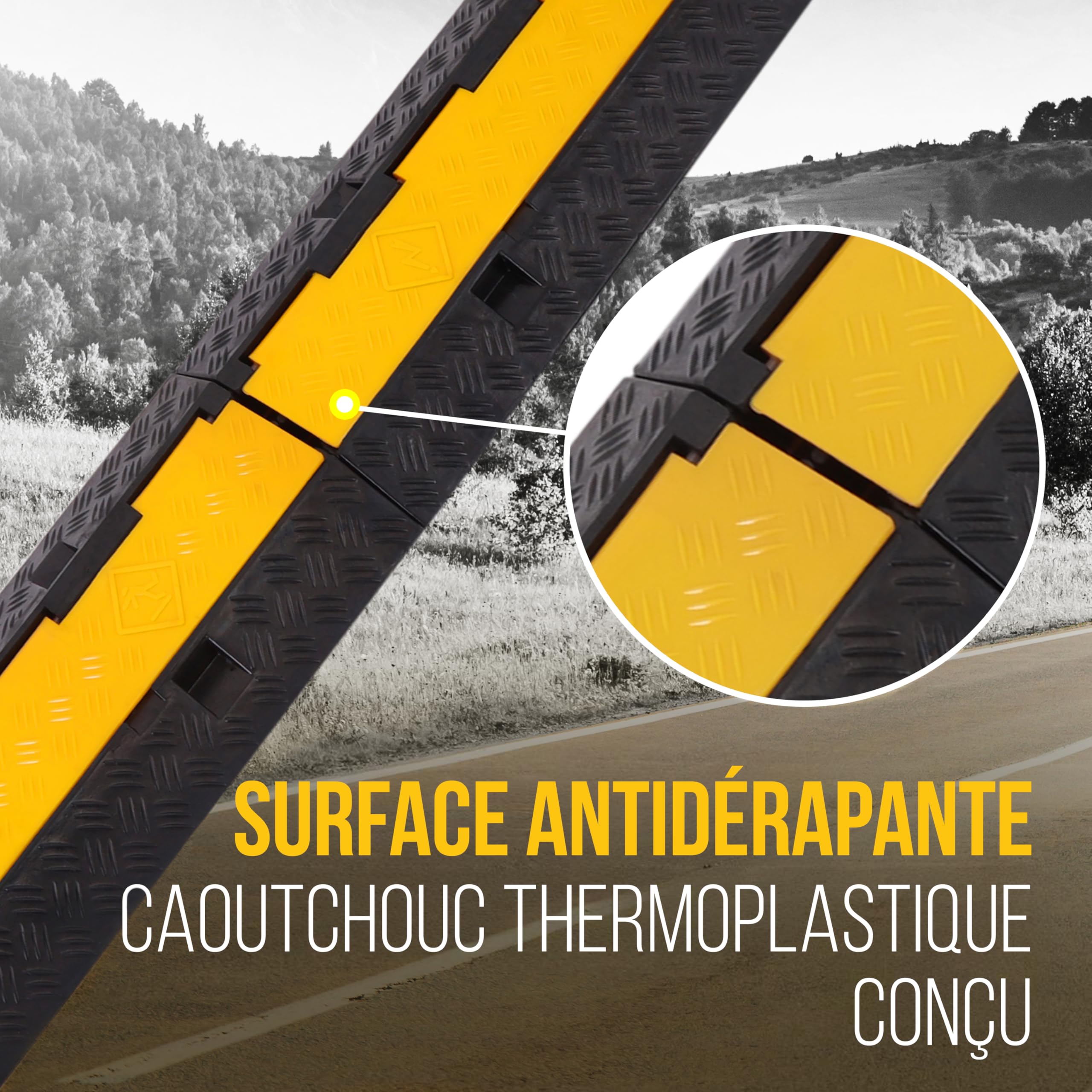Pyle Protection de rampes pour câbles Durable - Protection pour tuyaux et câbles à Usage intensif avec Une capacité maximale de 2 000 lbs et Un Design à Canal de 2 Fentes avec Couverture Rabattable