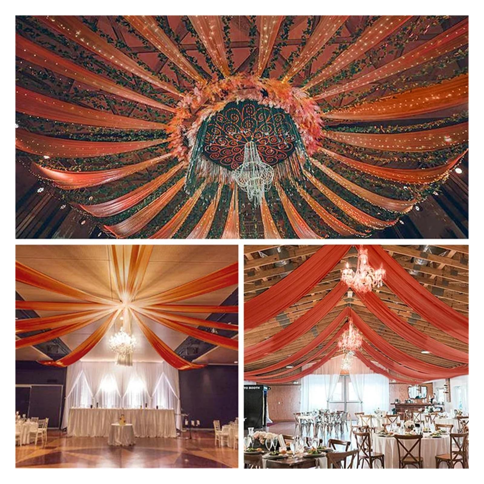 Rideaux de plafond blancs en mousseline 150x600cm pour drapé de mariage et fête