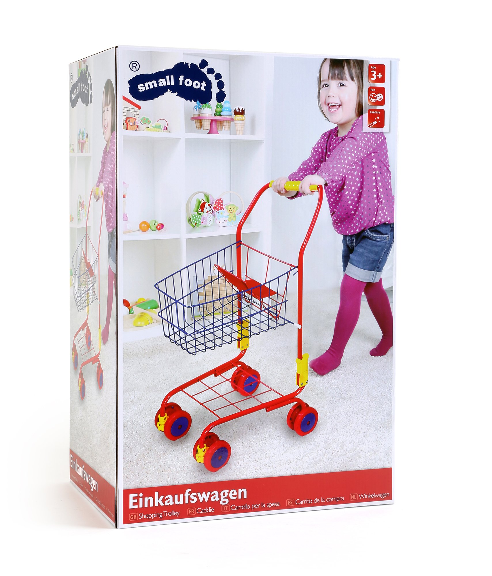 Caddie Enfant Small Foot - Métal Argenté Avec Drapeau - Jeu D'imitation Marchande - Dès 3 Ans