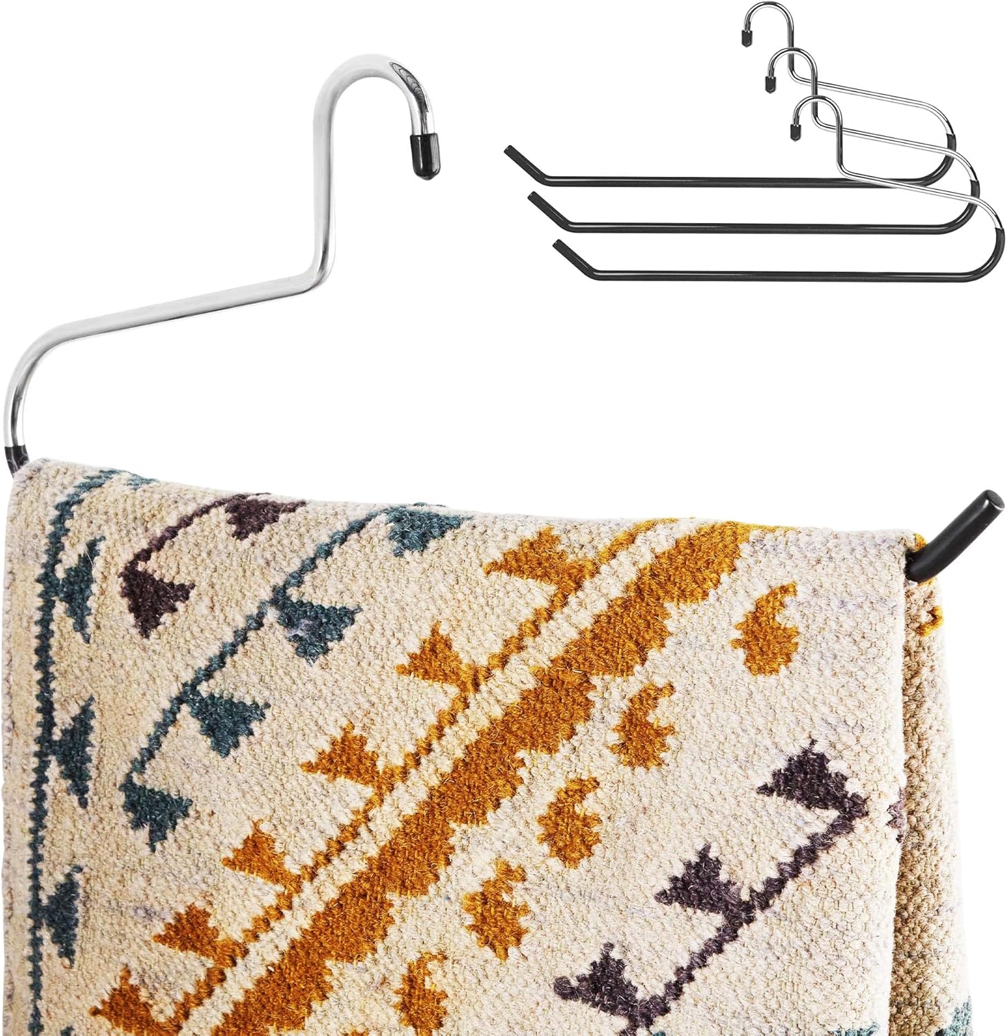 Blanket Hangers (3 Pack) - Stainless Steel Quilt Hangers with Vinyl Non-Slip Coating - Holds Up to 40 Lbs - Heavy Duty for Closet Storage, Comforters, Bedding, Towels, Rugs - Stock Your Home