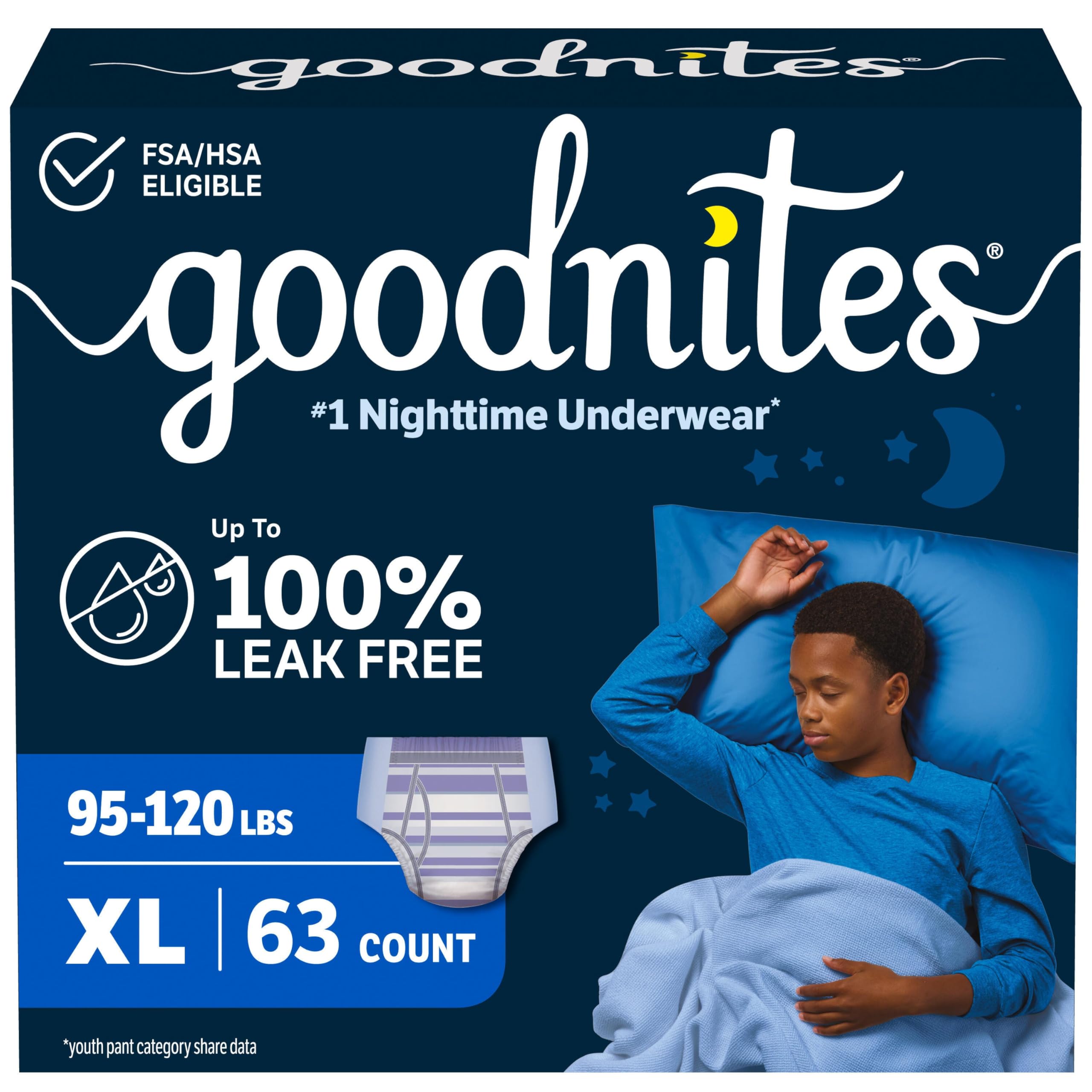 Amazon.com: Goodnites Boys' Nighttime Bedwetting Underwear, Size