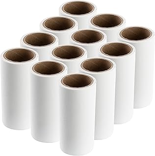 Ikea BASTIS - Recambios para rodillo de pelusa, autoadhesivo, adhesivo y desechable, blanco, juego de 12 rollos de 60 hojas