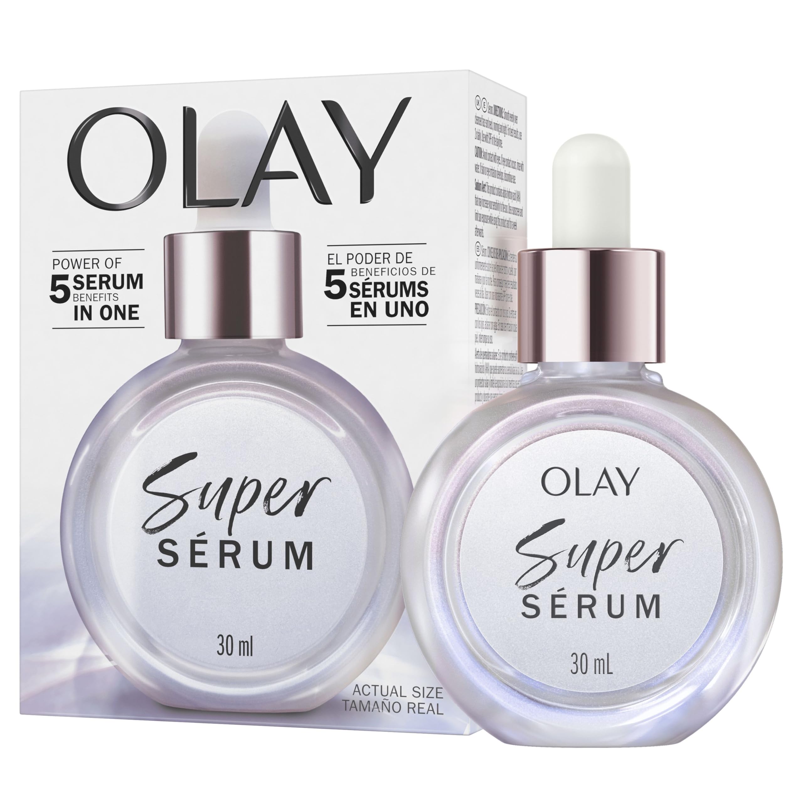 Olay Super Sérum, Sérum Facial Hidratante Con Vitamina C, Niacinamida, Péptido De Colágeno, Cuidado De La Piel Well-Aging, E Iluminador, 30 ml