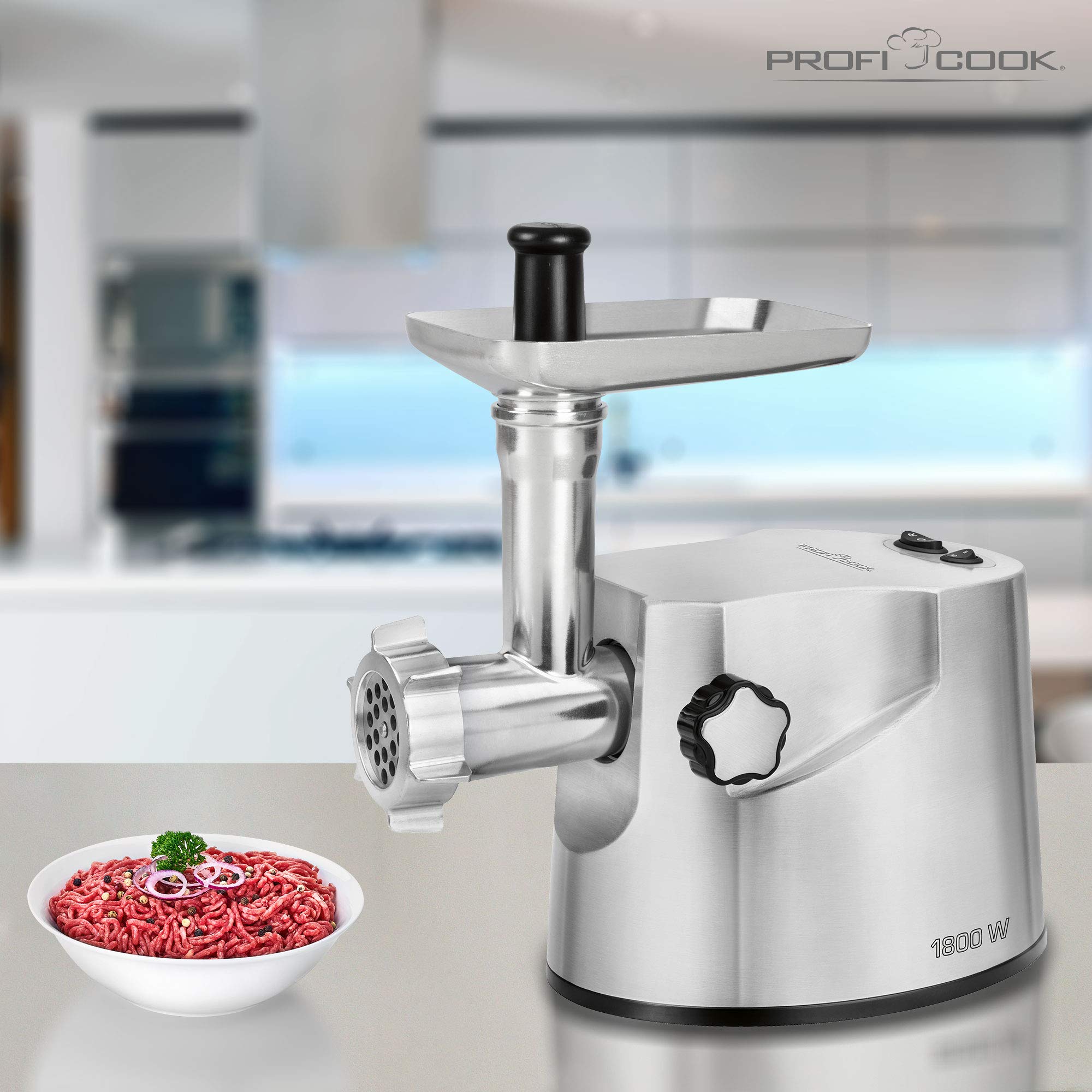 ProfiCook PC-FW 1172 - Profesjonalna maszynka do mielenia mięsa - Z 3 perforowanymi metalowymi tarczami - 1800 W