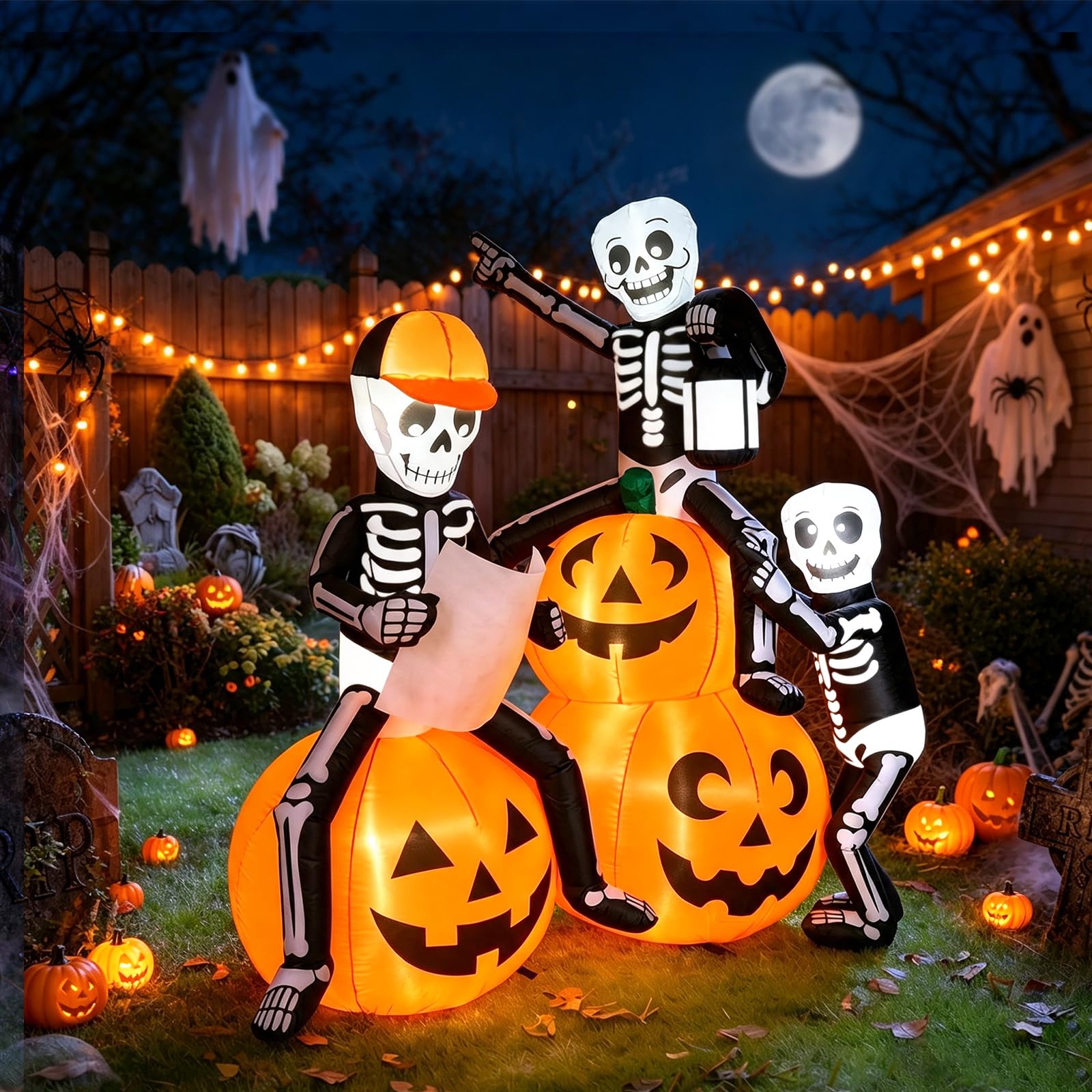 CAMULAND Halloween Decoration Inflatable Halloween Outdoor Decor (Yellow White) — image 1