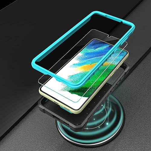 Miniatura 7 de ExoGuard Funda para Samsung Galaxy S21 FE, funda de goma a prueba de golpes de cuerpo completo con protector de pantalla de vidrio templado y