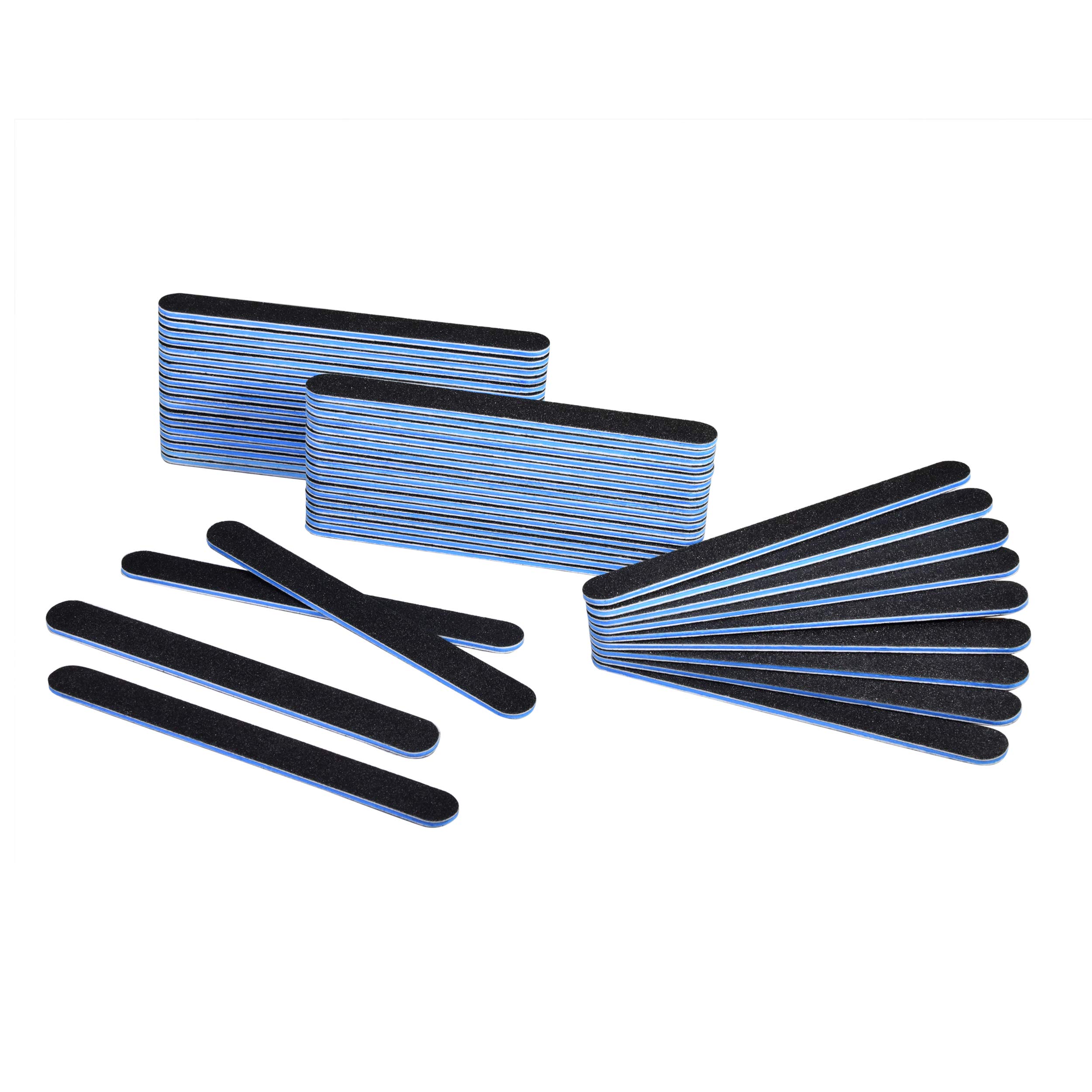 AMT 50 PCS Round Black Nail Files 120/120, Black Nail File, for Acrylic Nails, Emery Boards for Nails, 120/120 Grit Nail File (50 PCS Nail Files) (Grit 120 (Round, Blue Center)