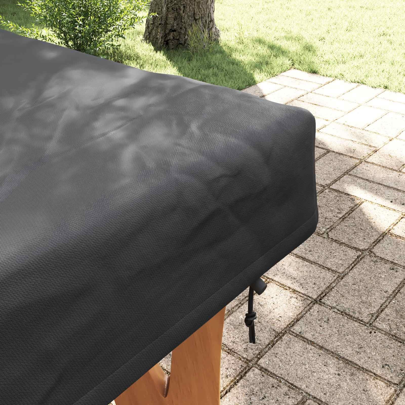 Obrusy uniwersalne, czarne, 182 x 102 x 15 cm, wodoodporna ochrona na meble ogrodowe, taras, balkon, do użytku na zewnątrz, pokrowiec ochronny na meble, stół, ławkę, lounge