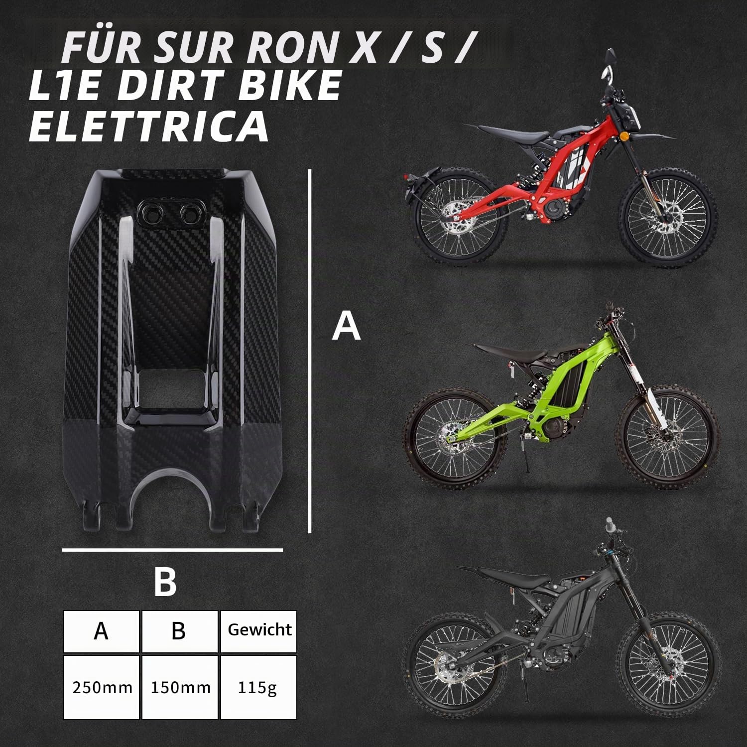 Dirt Bike Batterieabdeckung Echte Kohlefaser,Motorrad Batterieabdeckung | Verkleidung Batterieschutz für Sur Ron Surron X/S/L1E Elektrisches Dirt Bike