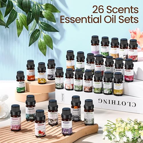 Miniatura 3 de Nuanchu Kit de 26 Piezas de Aceites Esenciales 10ml, Juego de Aceites Aromáticos para Difusor, Humidificador, Aceites para Aromaterapia para Velas,