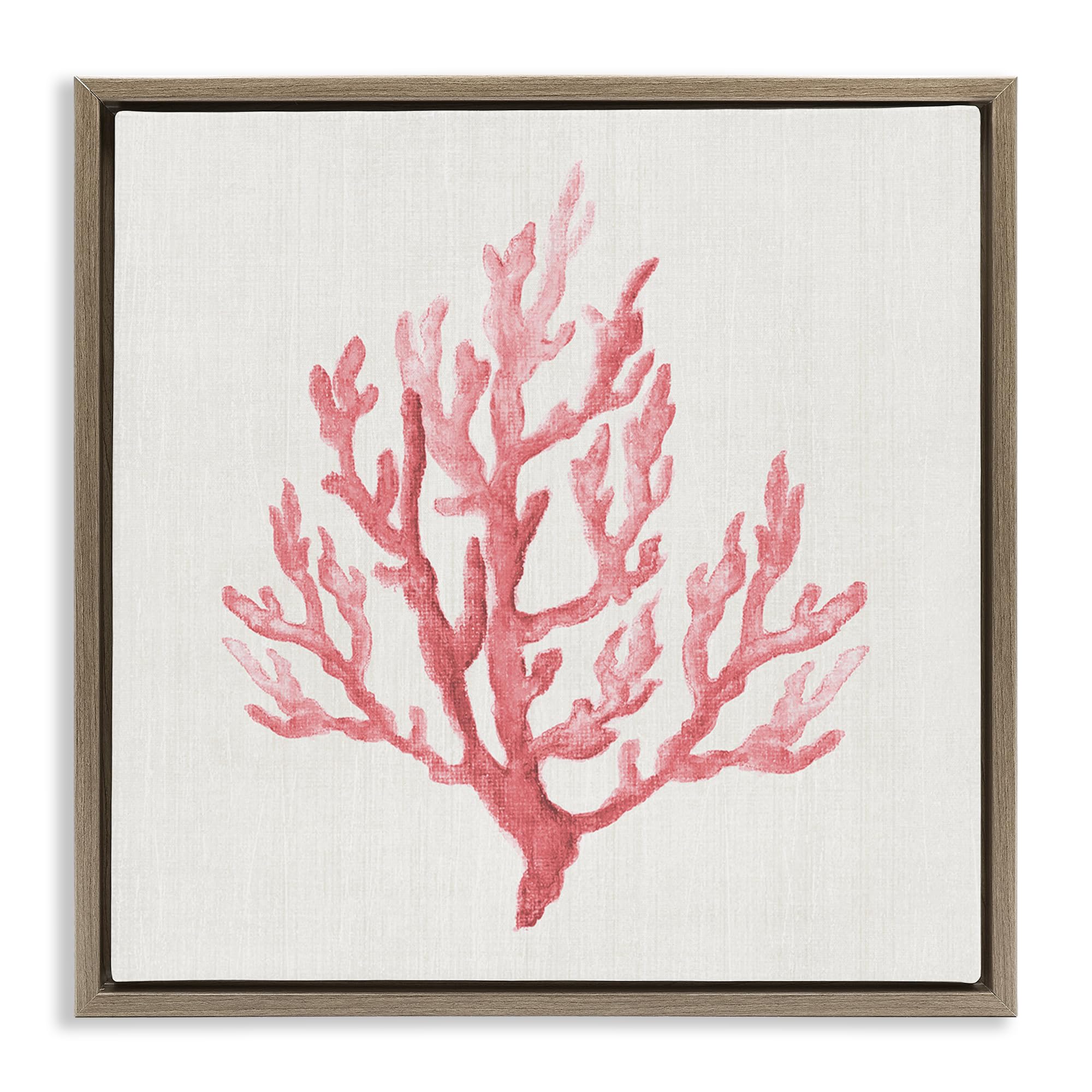 Stupell Industries Montalcino Elm (Textured) 'Muted Pink Coral Branch'| Floating Frame Canvas Art